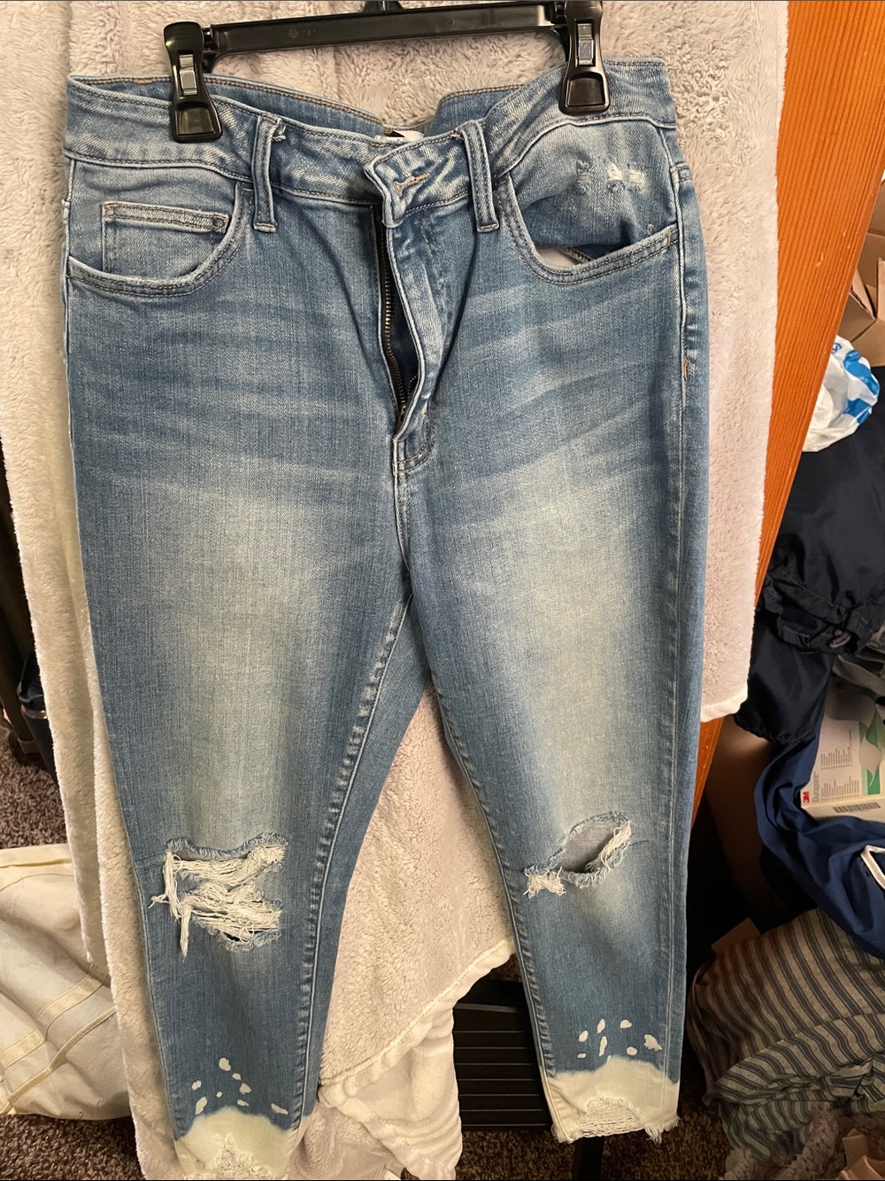 Light Blue Distressed Flying monkey Women's cropped Jeans